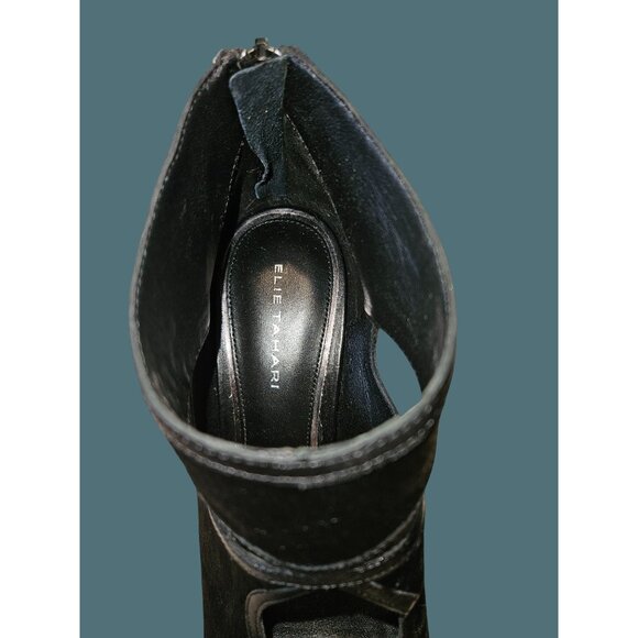 Elie Tahari Isadora Genuine Calf Hair Peep-Toe Cutout High Heel Booties 10.5 M - Picture 6 of 13
